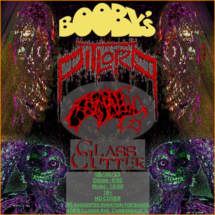 DEATH METAL NIGHT | Booby's Bar and Sandwich, Carbondale, Illinois - August 30, 2025